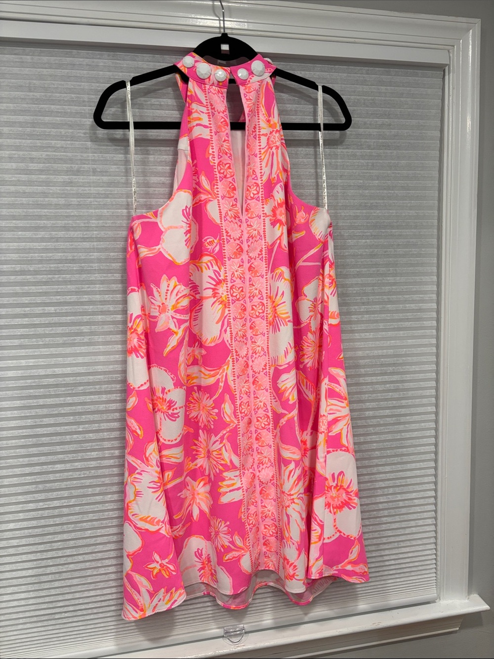 Lilly Pulitzer Hot Pink, White & Coral Floral Halter Dress - Picture 3 of 3